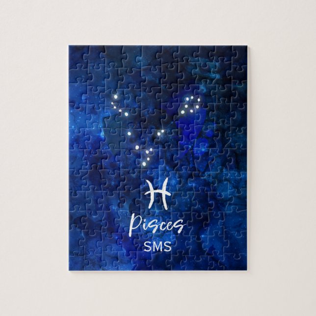 Puzzle Poissons Zodiac Constellation Bleu Galaxie Monogra (Vertical)