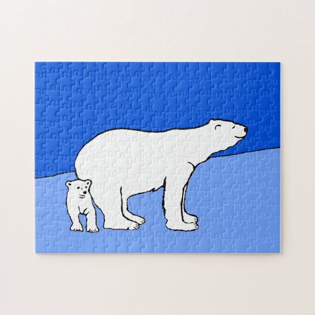 Puzzle Polar Bear Mom and Cub Peinture - Wildlife Art (Horizontal)