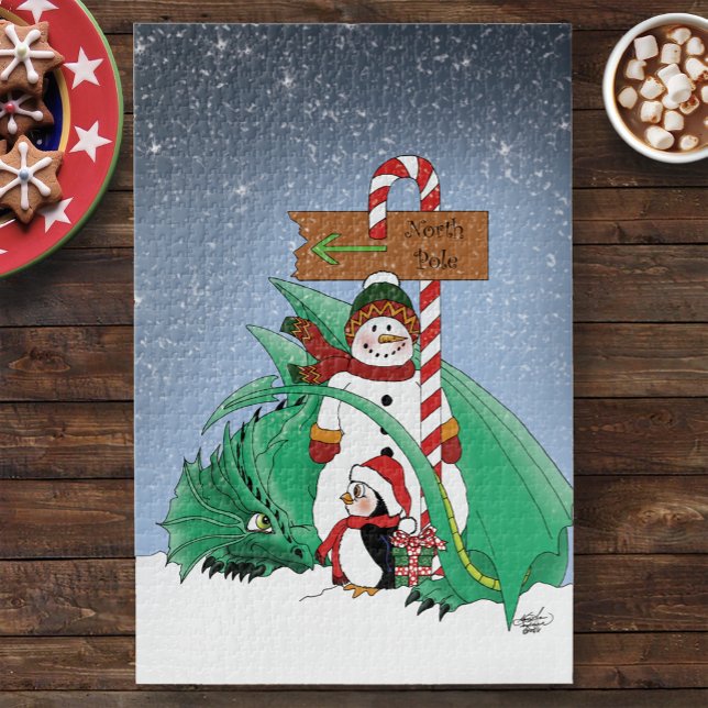 Puzzle Pôle Nord Bonhomme de neige Dragon Manchot Noël (Créateur téléchargé)