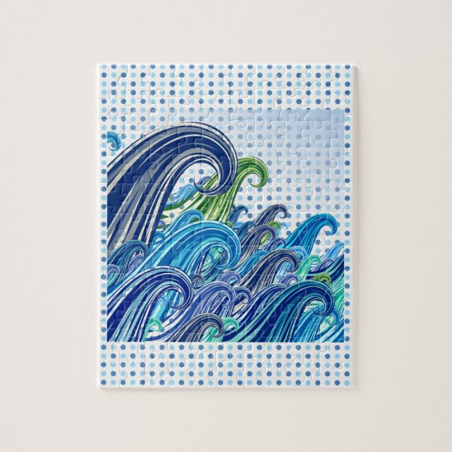 Puzzle Polka Dot Vagues Bleues (Vertical)