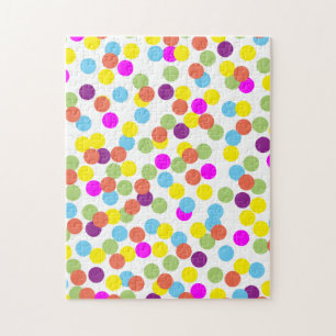 Puzzle Polka-Dots colorés sur blanc