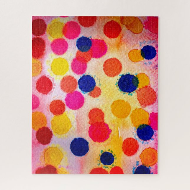 Puzzle Polka dots rainbow waterclor (Vertical)