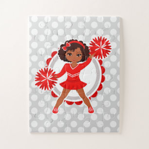 Puzzle Pom-pom girl - Cute Red African American Cheer
