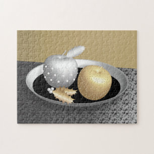 Puzzle Pommes d'or et d'argent sur une plate-forme d'arge