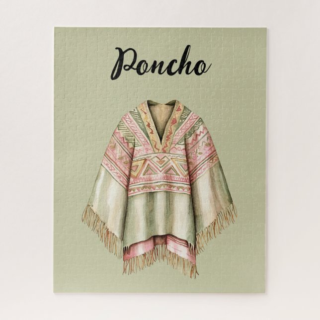 Puzzle Poncho Rose Avocat Menthe (Vertical)