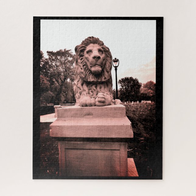 Puzzle Pondering Lion (Vertical)