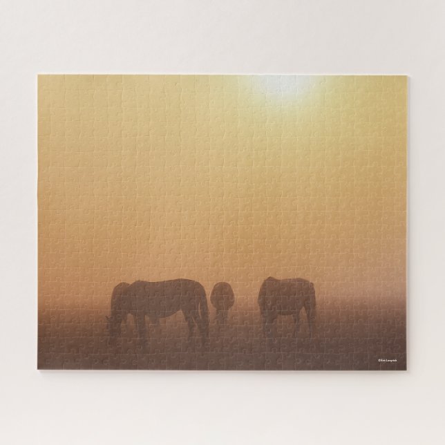 Puzzle Ponies Caspiennes Pâtées Dans Le Levant De Soleil  (Horizontal)