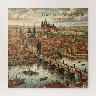 Puzzle Pont Charles à Prague Voyage Art Vintage