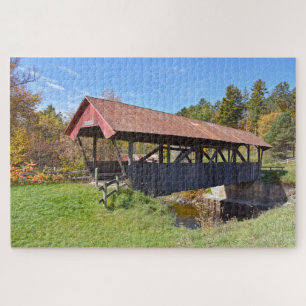 Puzzle Pont couvert au hasard, affiche du Vermont