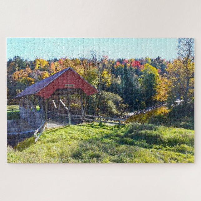 Puzzle Pont couvert de Randall en automne, Vermont (Horizontal)
