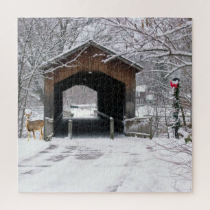 Puzzle Pont couvert en hiver