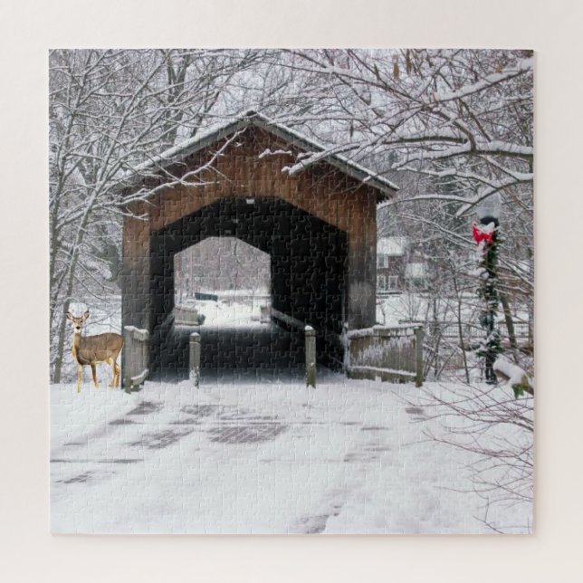 Puzzle Pont couvert en hiver (Vertical)