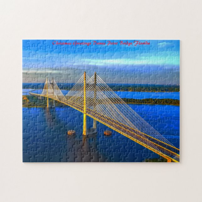 Puzzle Pont Dames Point  Floride. Vœux de Noël (Horizontal)