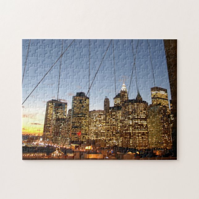 Puzzle Pont de Brooklyn au crépuscule avec la skyline de  (Horizontal)
