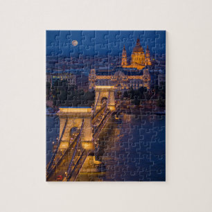 Puzzle Pont de chaîne et Pleine lune de nuit