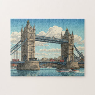 Puzzle Pont de la Tour de Londres Estampe Japonaise sur B