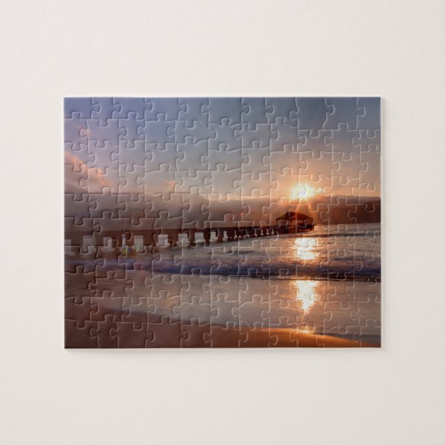 Puzzle Pont de plage au coucher du soleil, Hawaï (Horizontal)