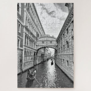 Puzzle Pont de Venise noir et blanc avec gondolier