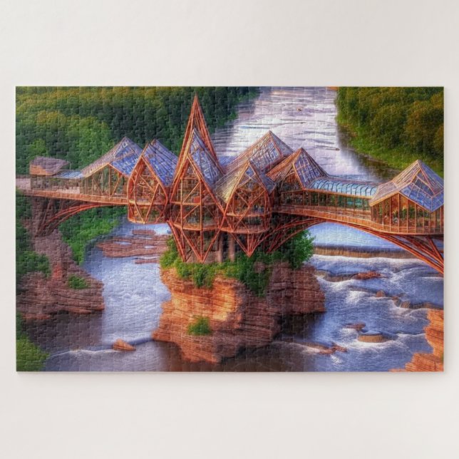 Puzzle Pont de verre sur la rivière stimulant  (Horizontal)