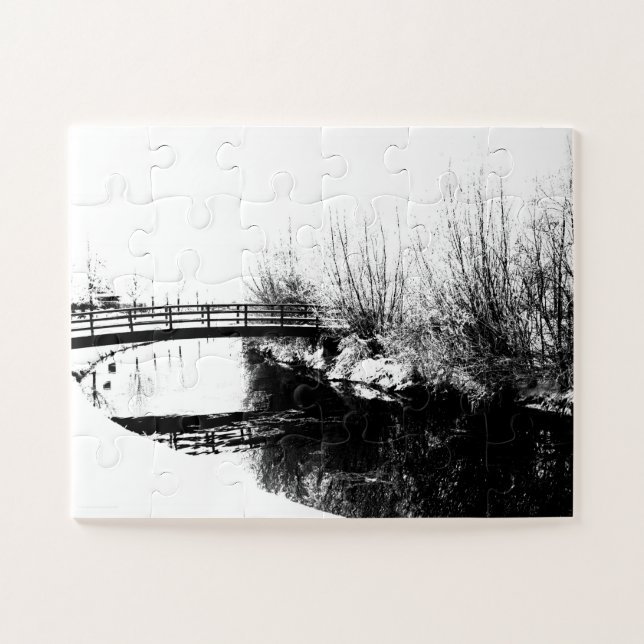 Puzzle Pont et cours d'hiver Scène d'hiver 11x14 30pc jpm (Horizontal)