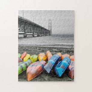 Puzzle Pont Mackinac et canots Sélectionner la couleur