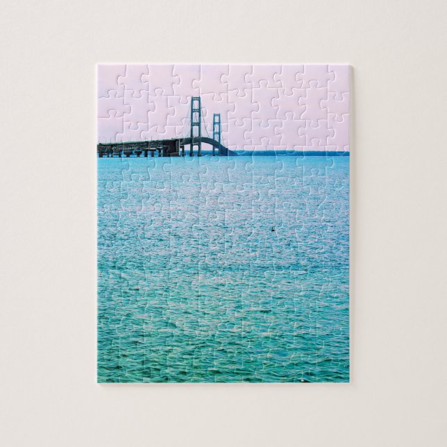 Puzzle Pont Mackinac - Lac Michigan - 8x10 - 110 pcs. (Vertical)