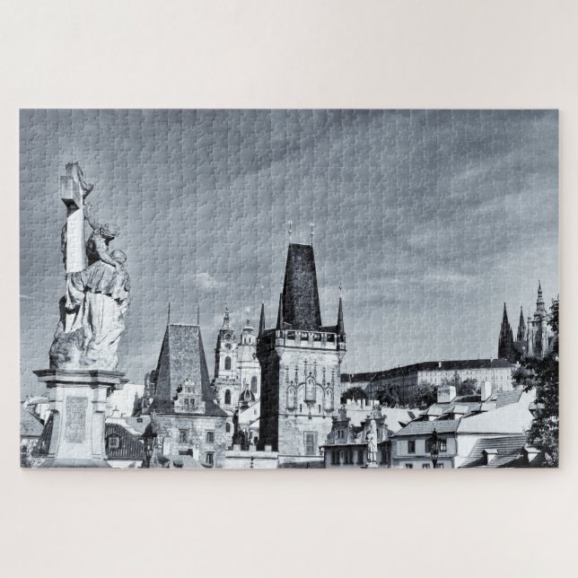 Puzzle Pont Prague & Charles, Château Hradcany /vintage (Horizontal)