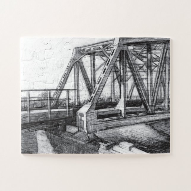 Puzzle Pont vieux pencilart Monochrome (Horizontal)