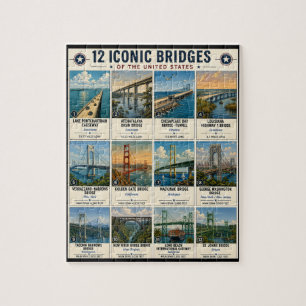Puzzle Ponts emblématiques des États-Unis Liste Vintage
