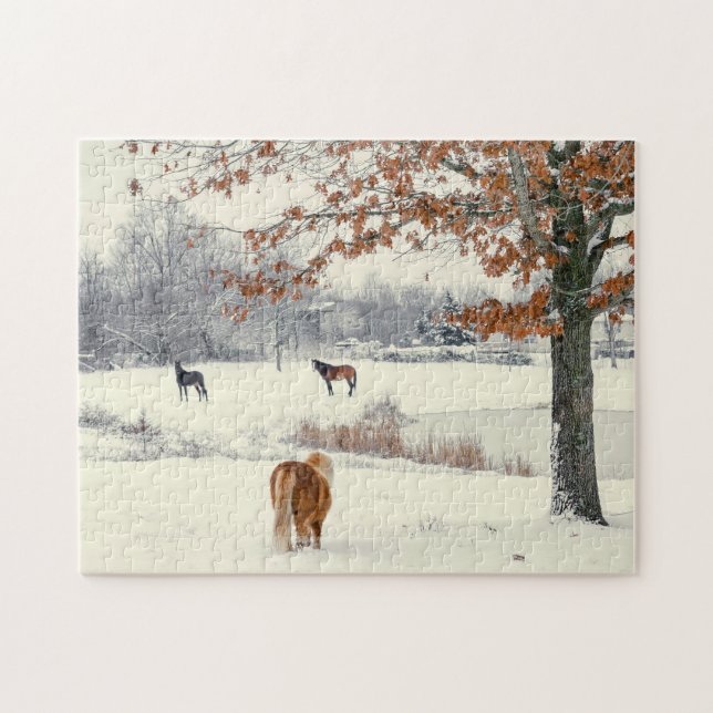 Puzzle Pony et Chevaux en terrain neigeux (Horizontal)
