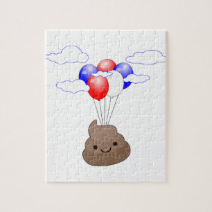Puzzle Poo Emoji Voler Avec Ballons