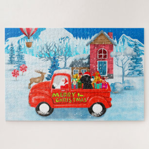 Puzzle Poodé Chien Livraison de Noël Camion Neige