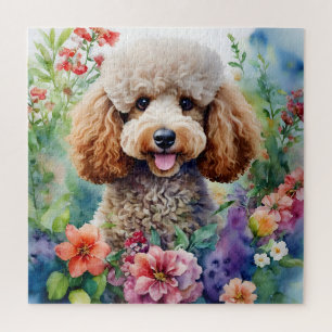 Puzzle Poodle Aquarelle Fleurs Art