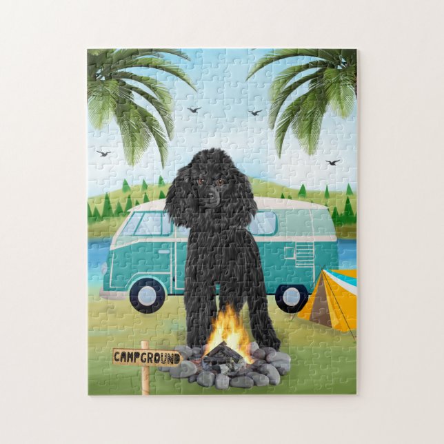 Puzzle Poodle Chien Camping  (Vertical)