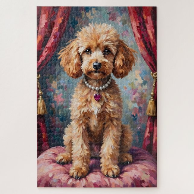 Puzzle Poodle Chien Saint-Valentin Rubis Élégance Cœur (Vertical)