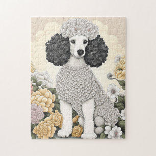 Puzzle Poodle en Fleurs Whimsical