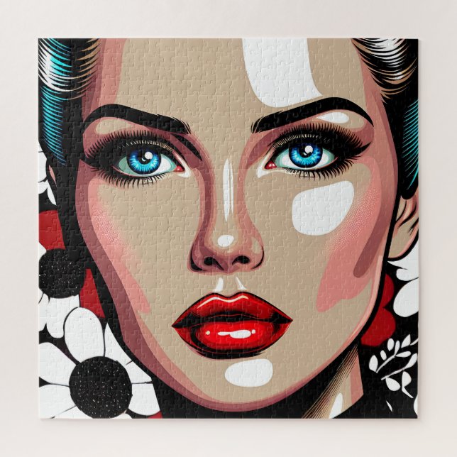 Puzzle Pop Art Ai Comic Book Visage de femme (Vertical)