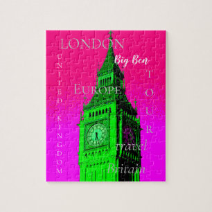 Puzzle Pop Art Big Ben Londres Voyage rose Vert