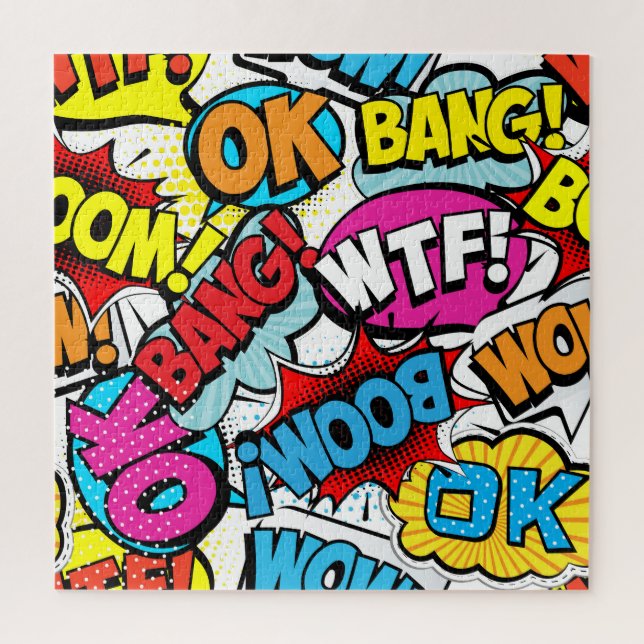 Puzzle Pop Art Comic : Retro Motif sans couture (Vertical)