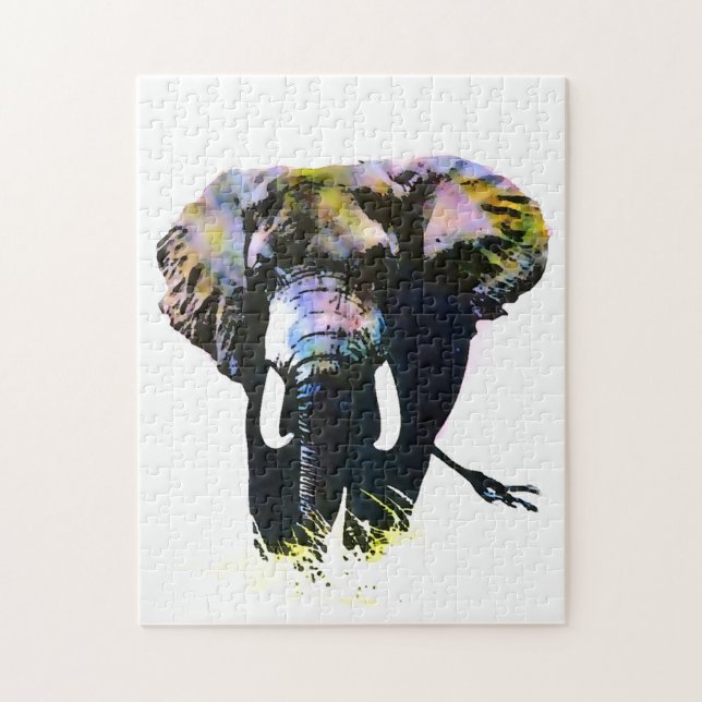 Puzzle Pop Art Elephant - Animal Illustration Painting (Vertical)