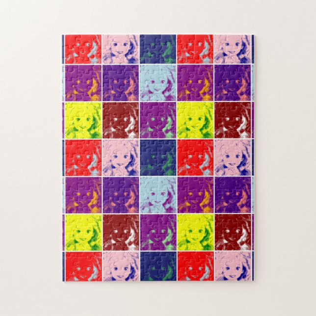 Puzzle pop art enfant portrait d'encre de poupée (Vertical)