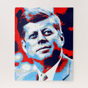 Puzzle Pop Art JFK John F. Bleu rouge Kennedy