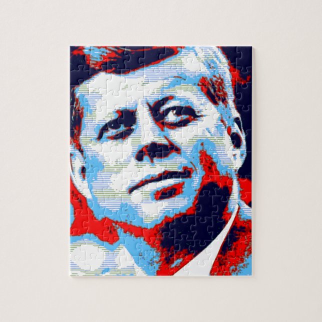 Puzzle Pop Art JFK John F. Kennedy Red Blue (Vertical)