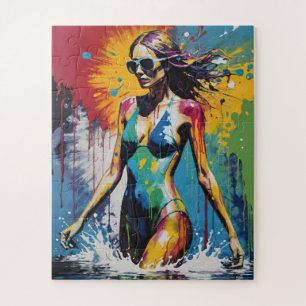 Puzzle Pop Art maillot de bain Modèle Peinture Splatter