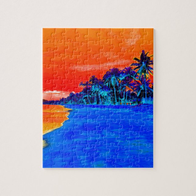 Puzzle Pop Art Plage Exotique Palmiers (Vertical)