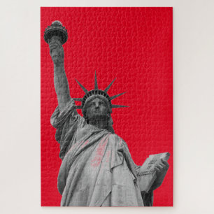 Puzzle Pop Art Red Black White Statue de la Liberté