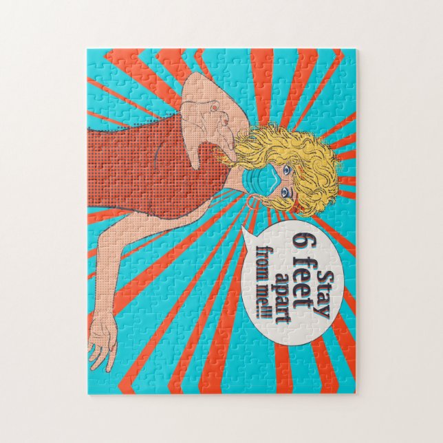 Puzzle Pop art rétro femme visage masque (Vertical)