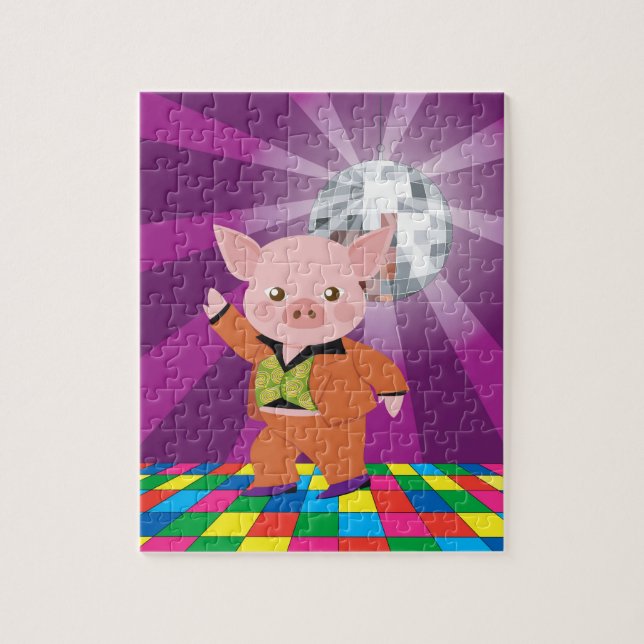 Puzzle Porc de disco sur la piste de danse (Vertical)
