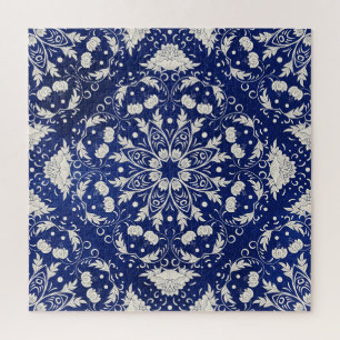 Puzzle Porcelaine chinoise : Aquarelle bleue Florale