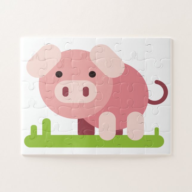 Puzzle Porcelet rose joyeux (Horizontal)